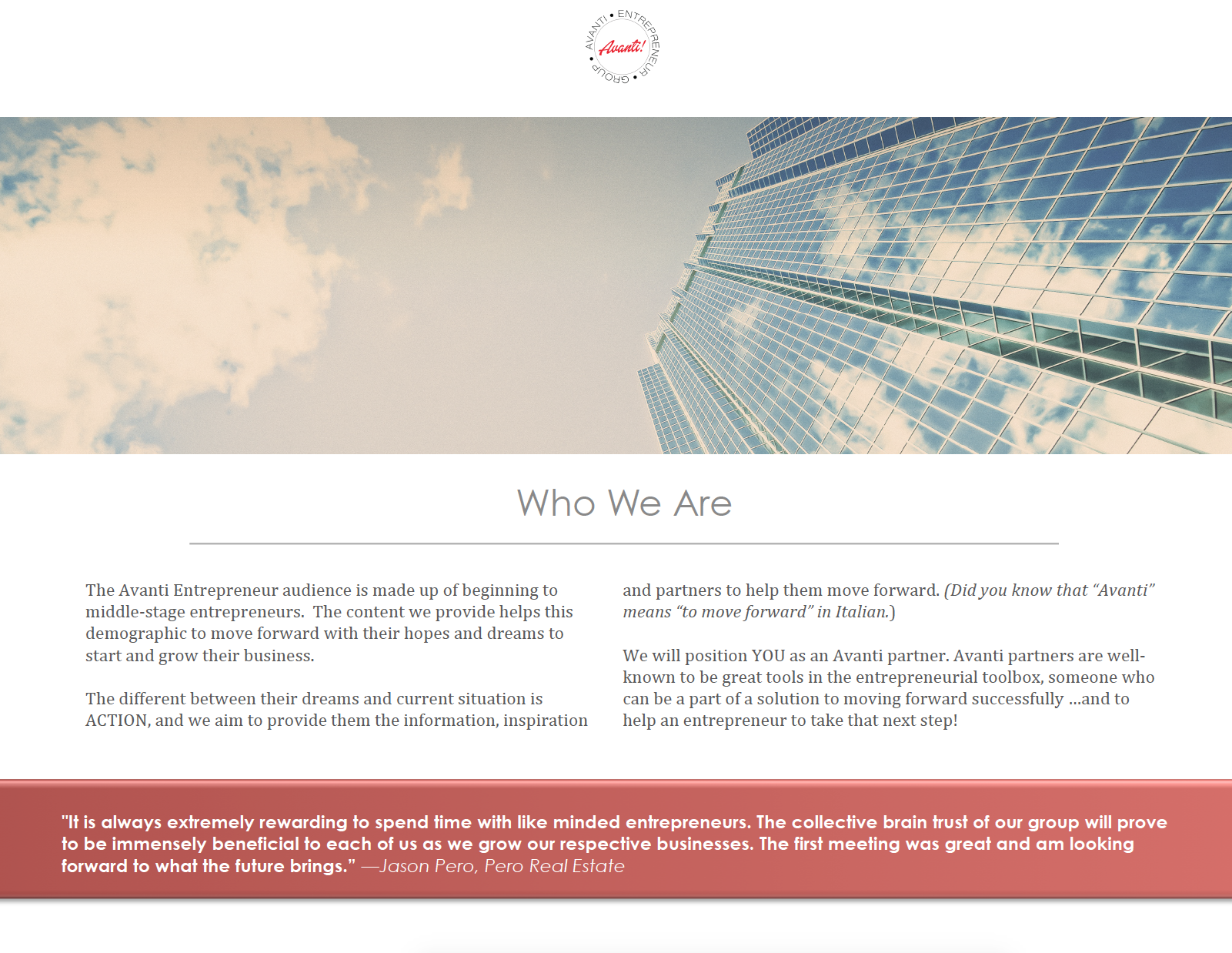 Avanti Entrepreneur Group: Who We Are